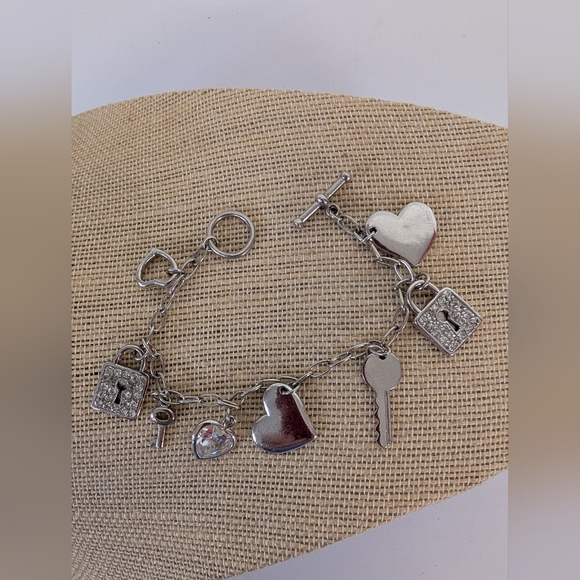 Bracelet Sterling 925 Silver Heart / Key Charms